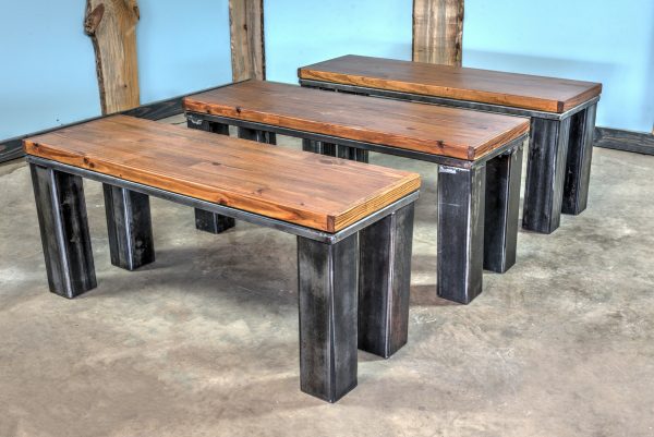 Farm Table Steel Base with Benches - Image 11