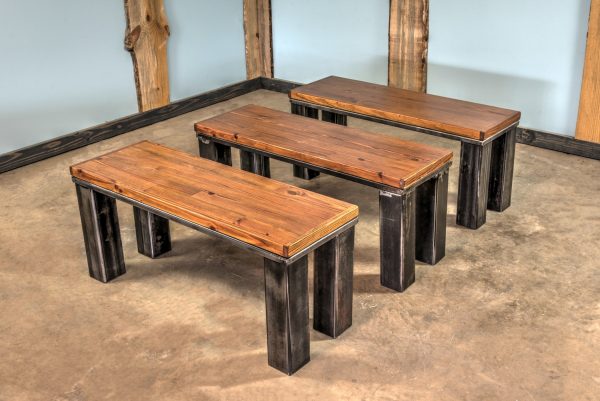 Farm Table Steel Base with Benches - Image 10
