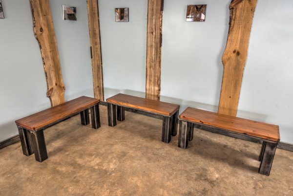 Farm Table Steel Base with Benches - Image 9