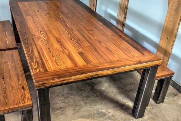 Farm Table Steel Base with Benches - Image 6
