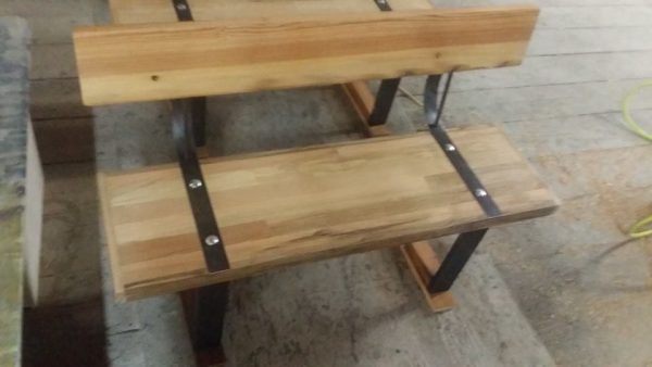 Reclaimed Wood and Steel Bench - Image 2