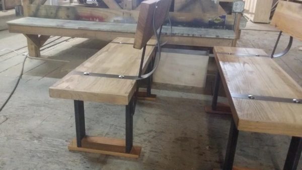 Reclaimed Wood and Steel Bench - Image 3
